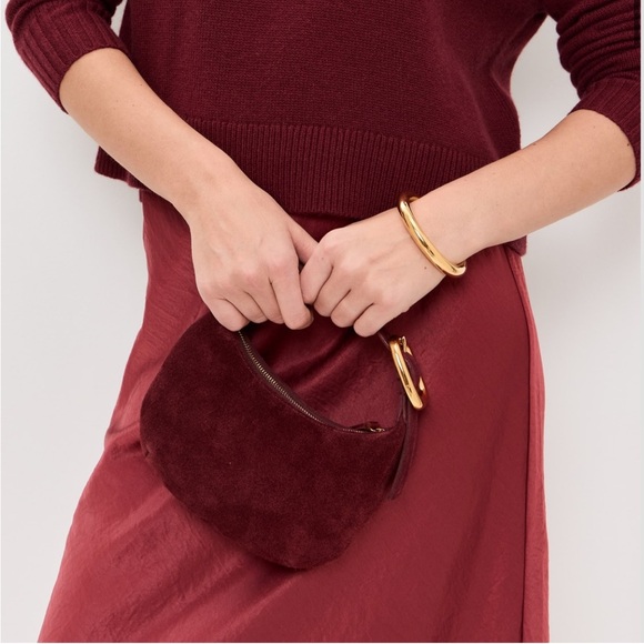 madewell suede micro buckle hobo bag - deep Merlot - Picture 2 of 8